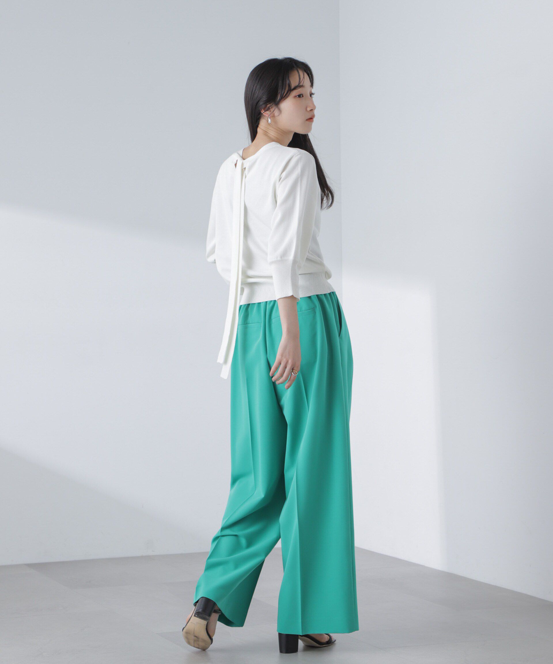 nano･universe「前後2wayボータイ半袖サマーニット」|ニット・セーター|