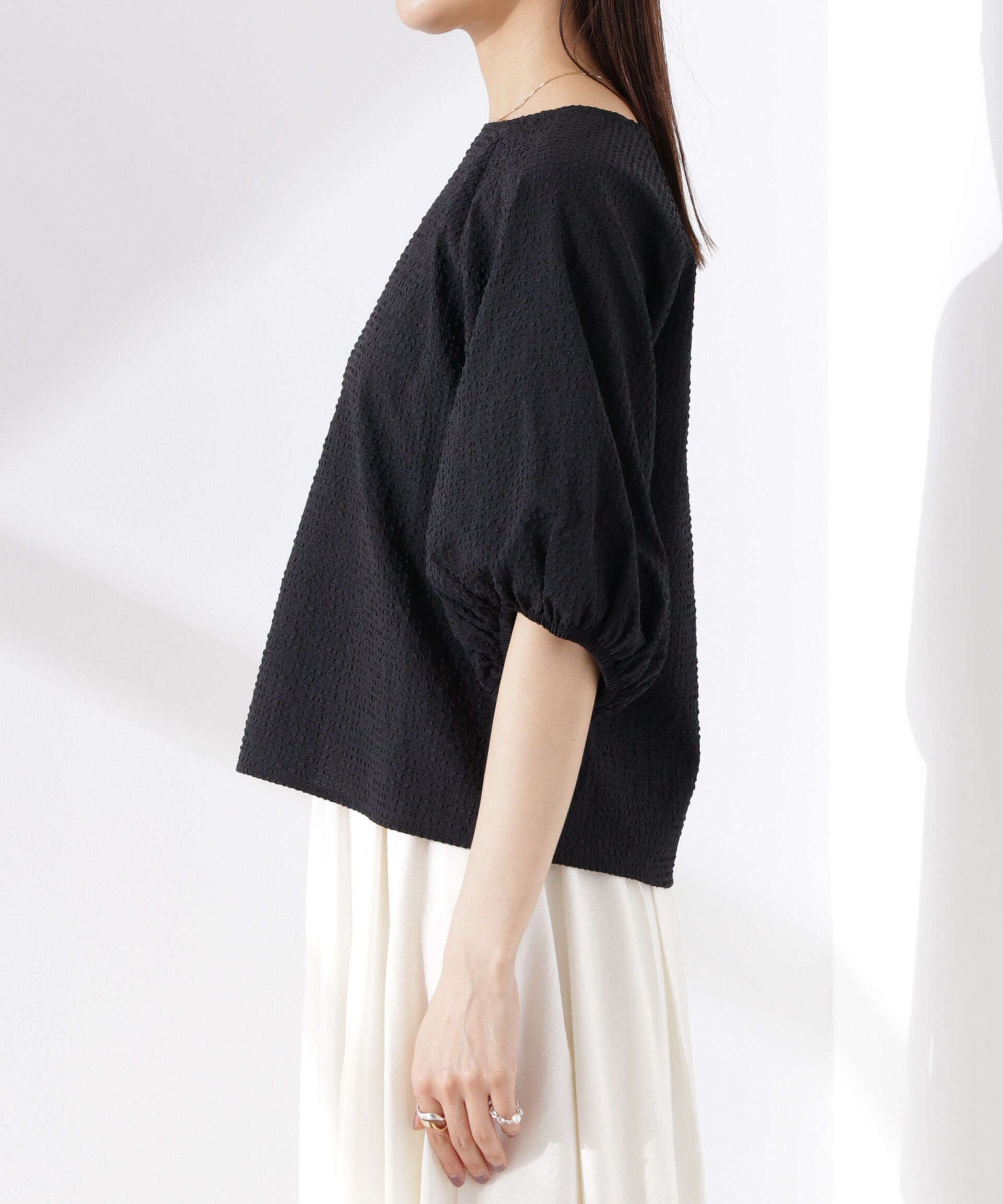 nano･universe「サッカーバルーンスリーブプルオーバーブラウス」|シャツ・ブラウス|