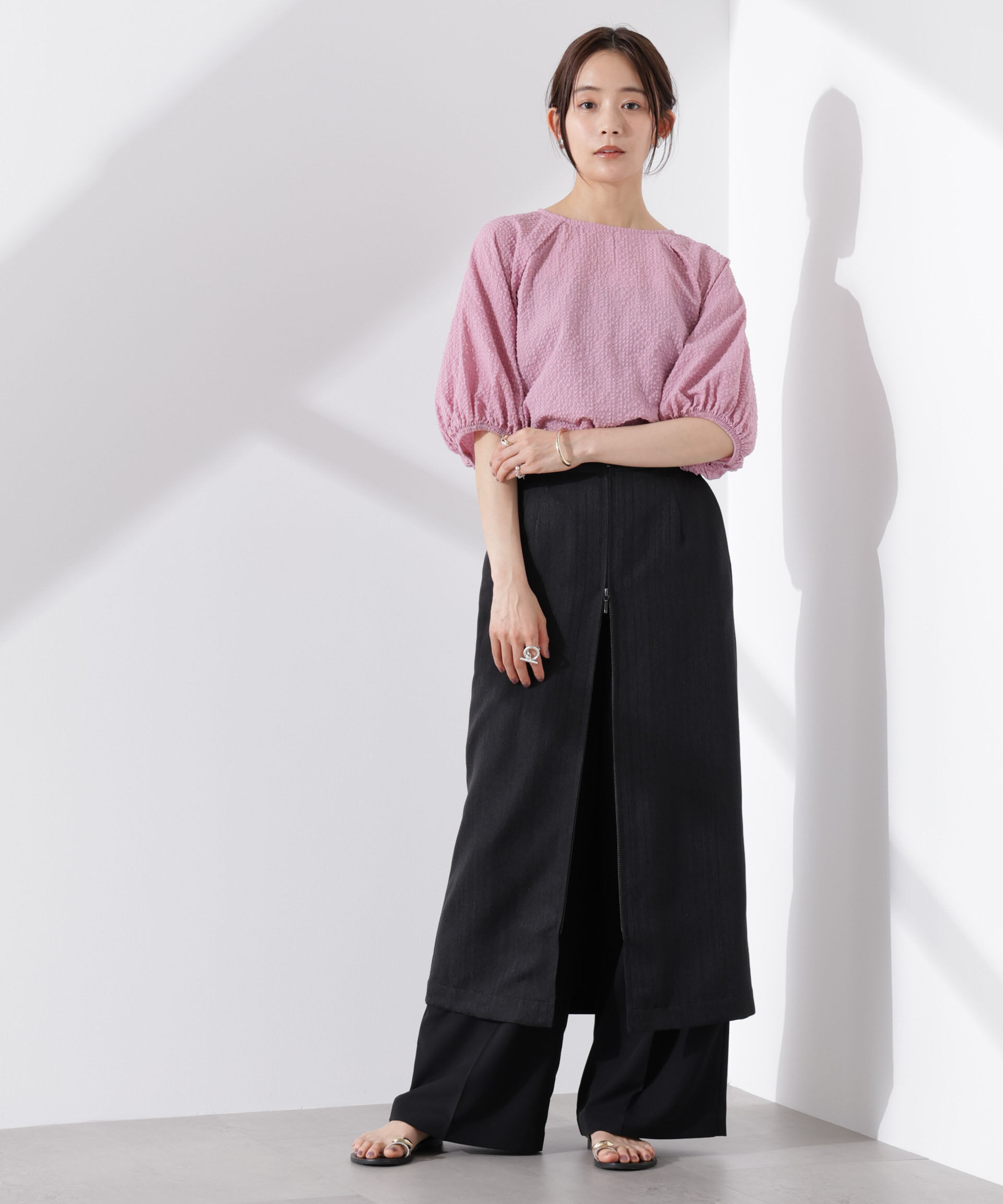 nano･universe「サッカーバルーンスリーブプルオーバーブラウス」|シャツ・ブラウス|