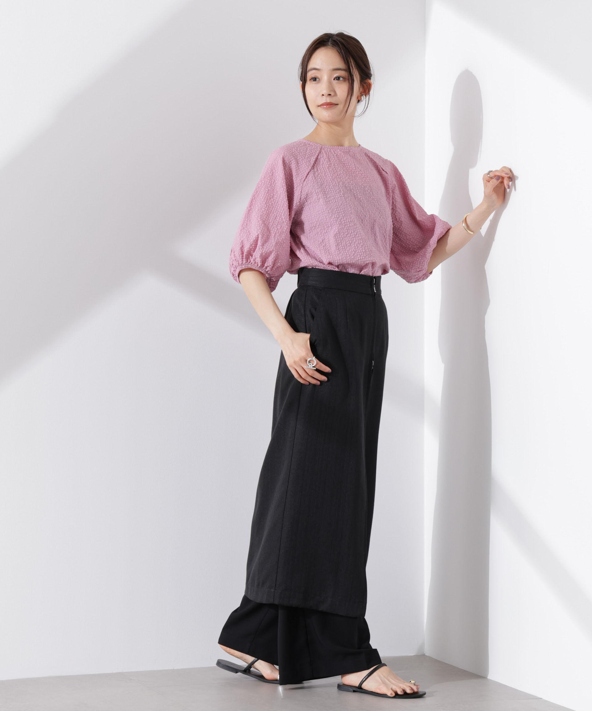 nano･universe「サッカーバルーンスリーブプルオーバーブラウス」|シャツ・ブラウス|