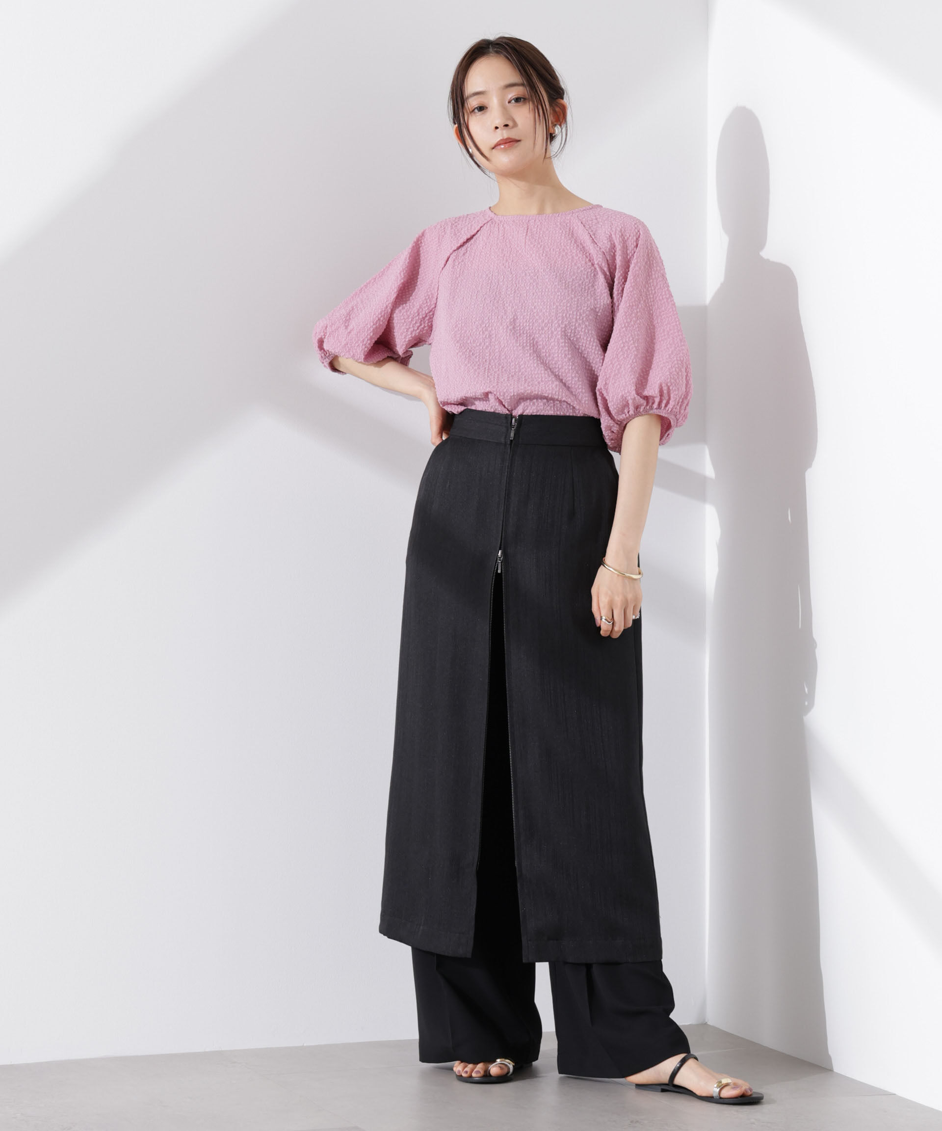 nano･universe「サッカーバルーンスリーブプルオーバーブラウス」|シャツ・ブラウス|