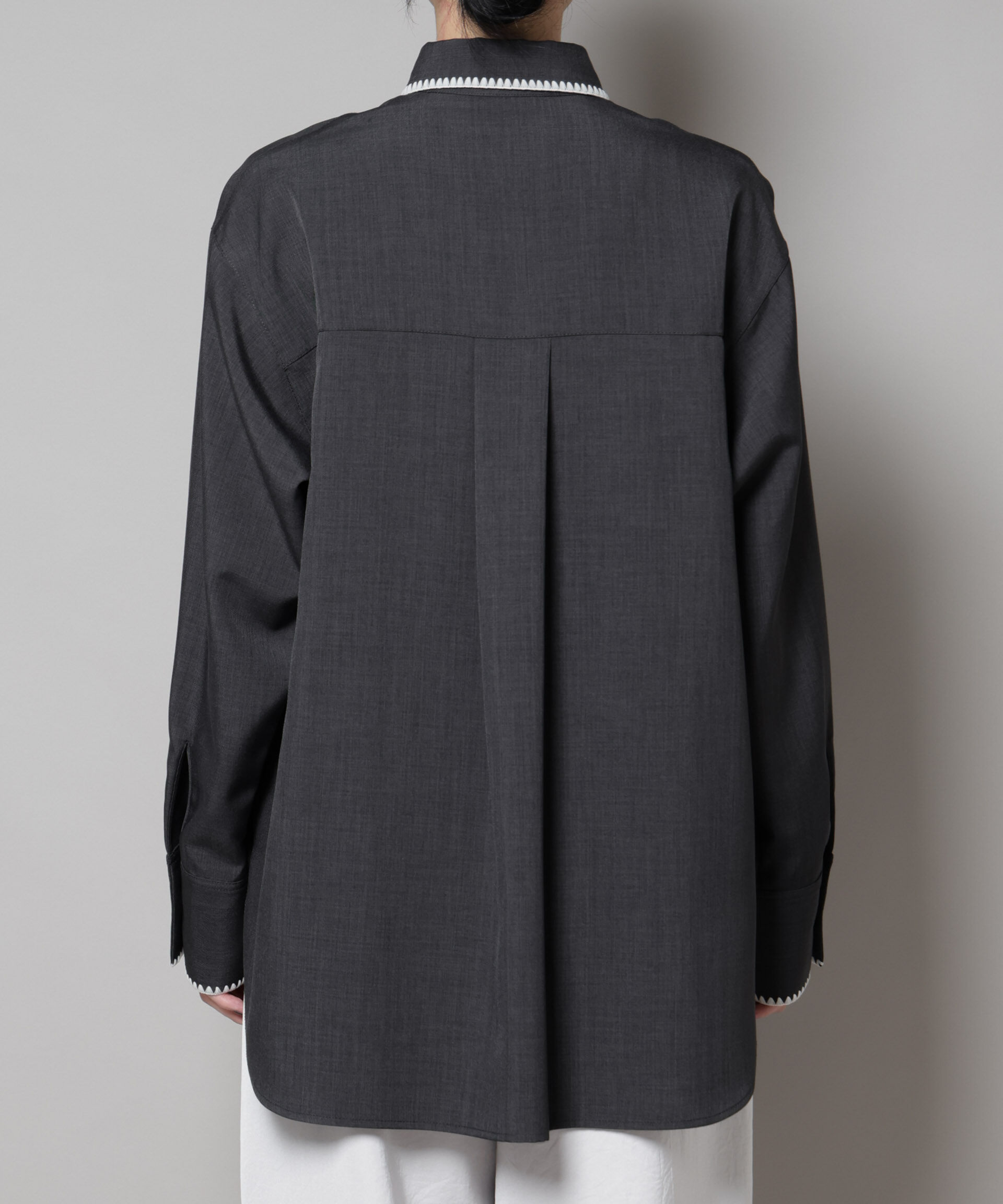 nano･universe「トリミング刺繍ツイルシャツ」|シャツ・ブラウス|