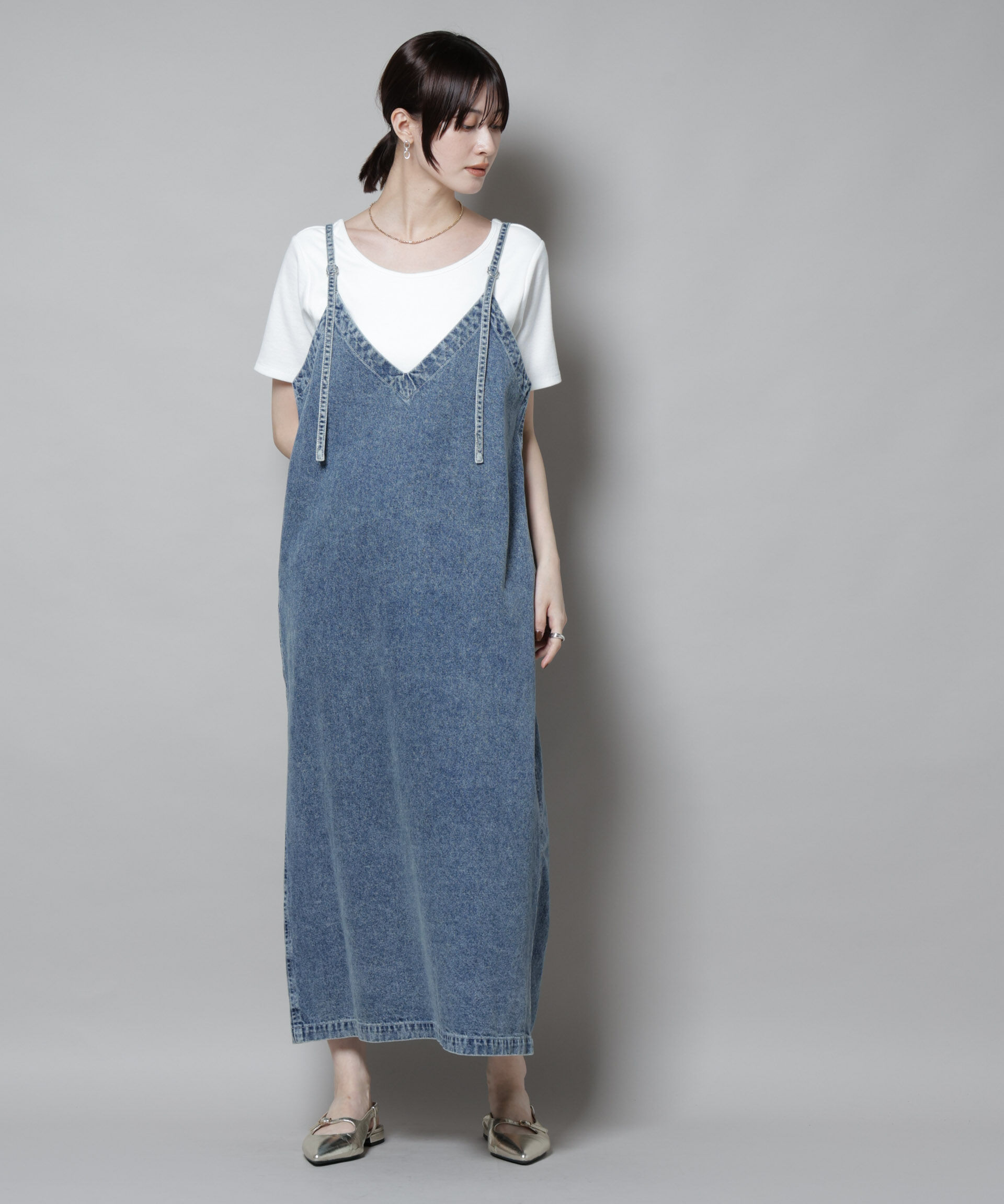 nano･universe「前後2wayデニムキャミソールワンピース」|ワンピース|