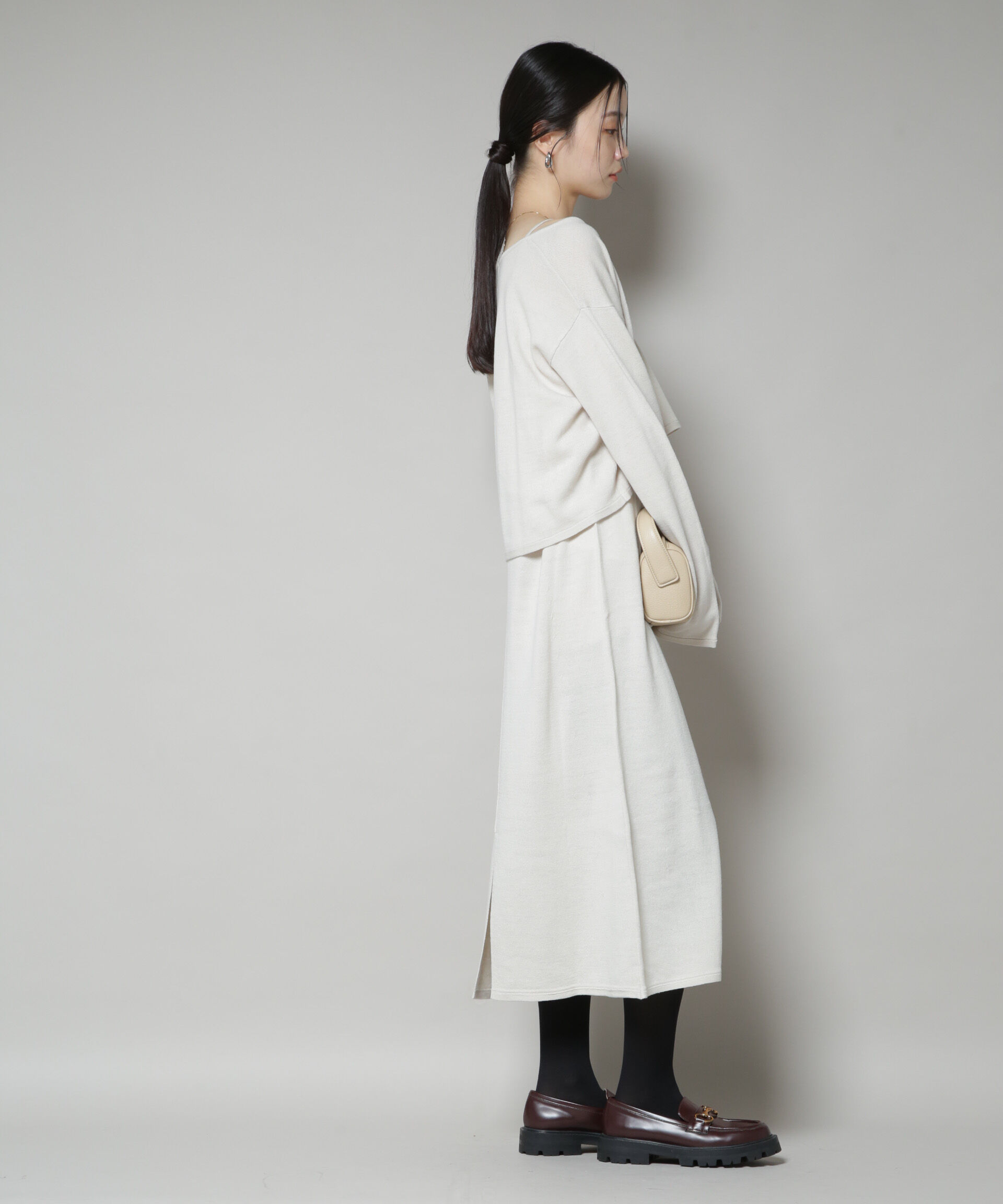 nano･universe「ニットキャミワンピース&times;クロップドVネックニット セット」|ワンピース|