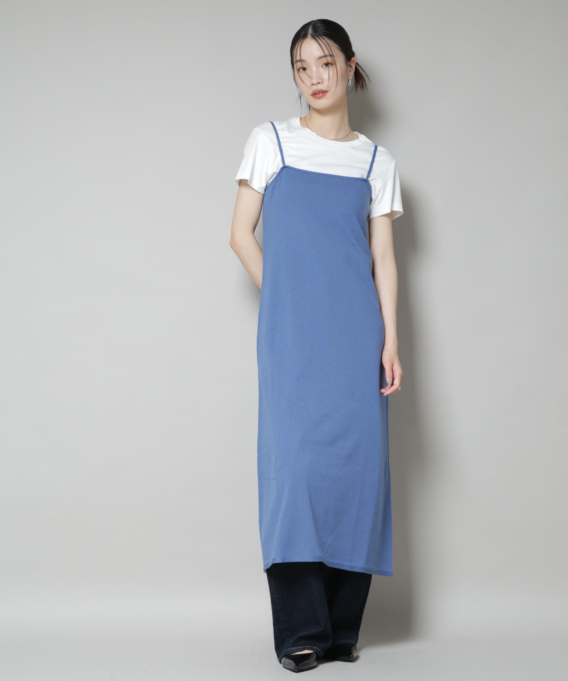 nano･universe「ニットキャミワンピース&times;クロップドVネックニット セット」|ワンピース|