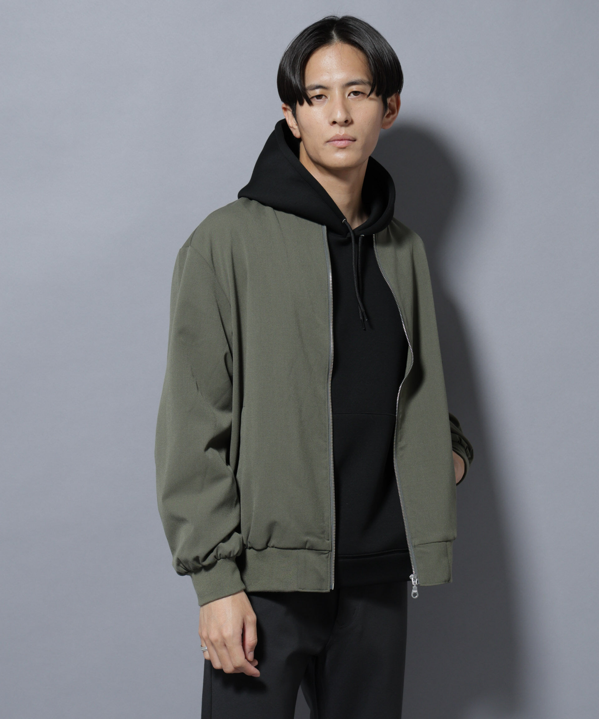 nano･universe「TRインタックMA-1」|ブルゾン・スタジャン|カーキ