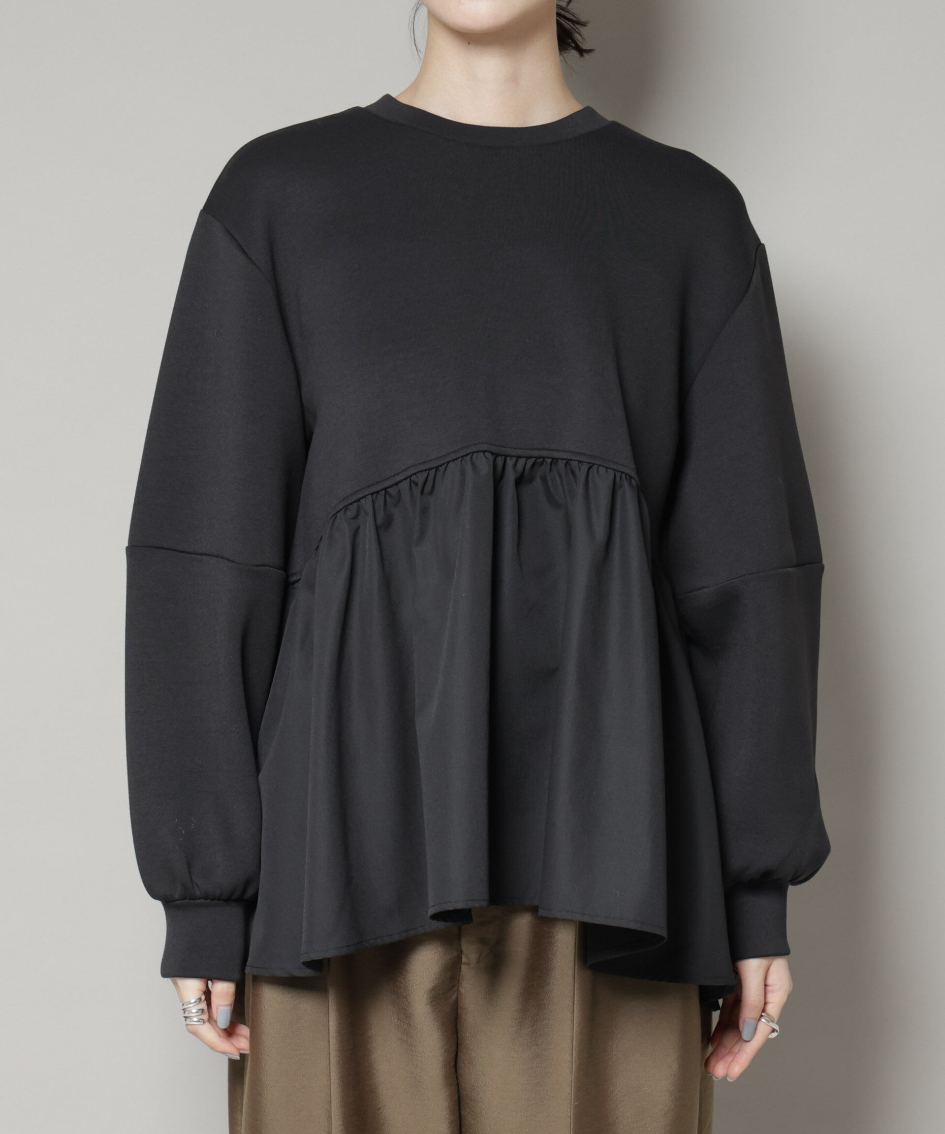 nano･universe「布帛コンビペプラムカットトップス」|Tシャツ・カットソー|