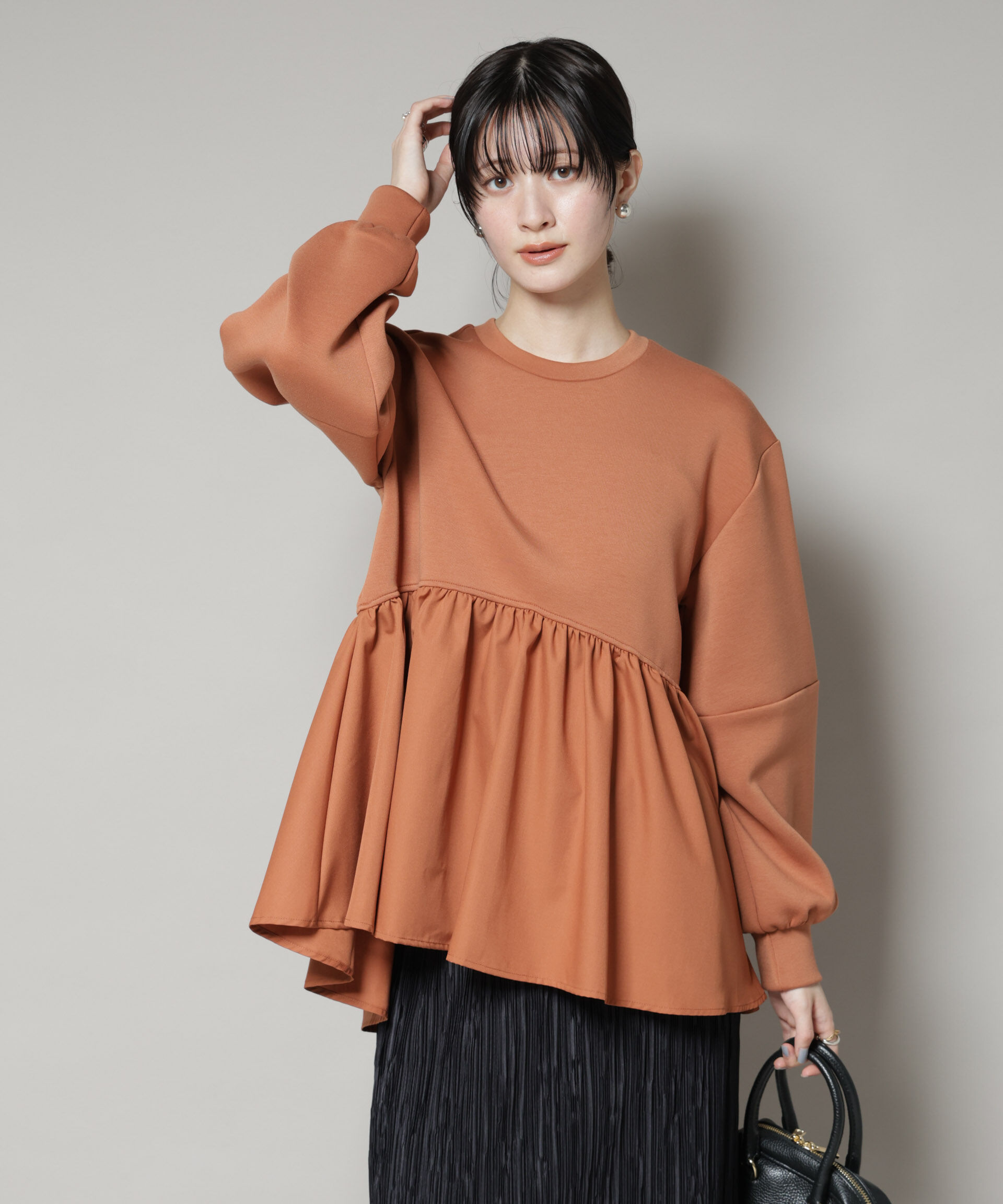 nano･universe「布帛コンビペプラムカットトップス」|Tシャツ・カットソー|