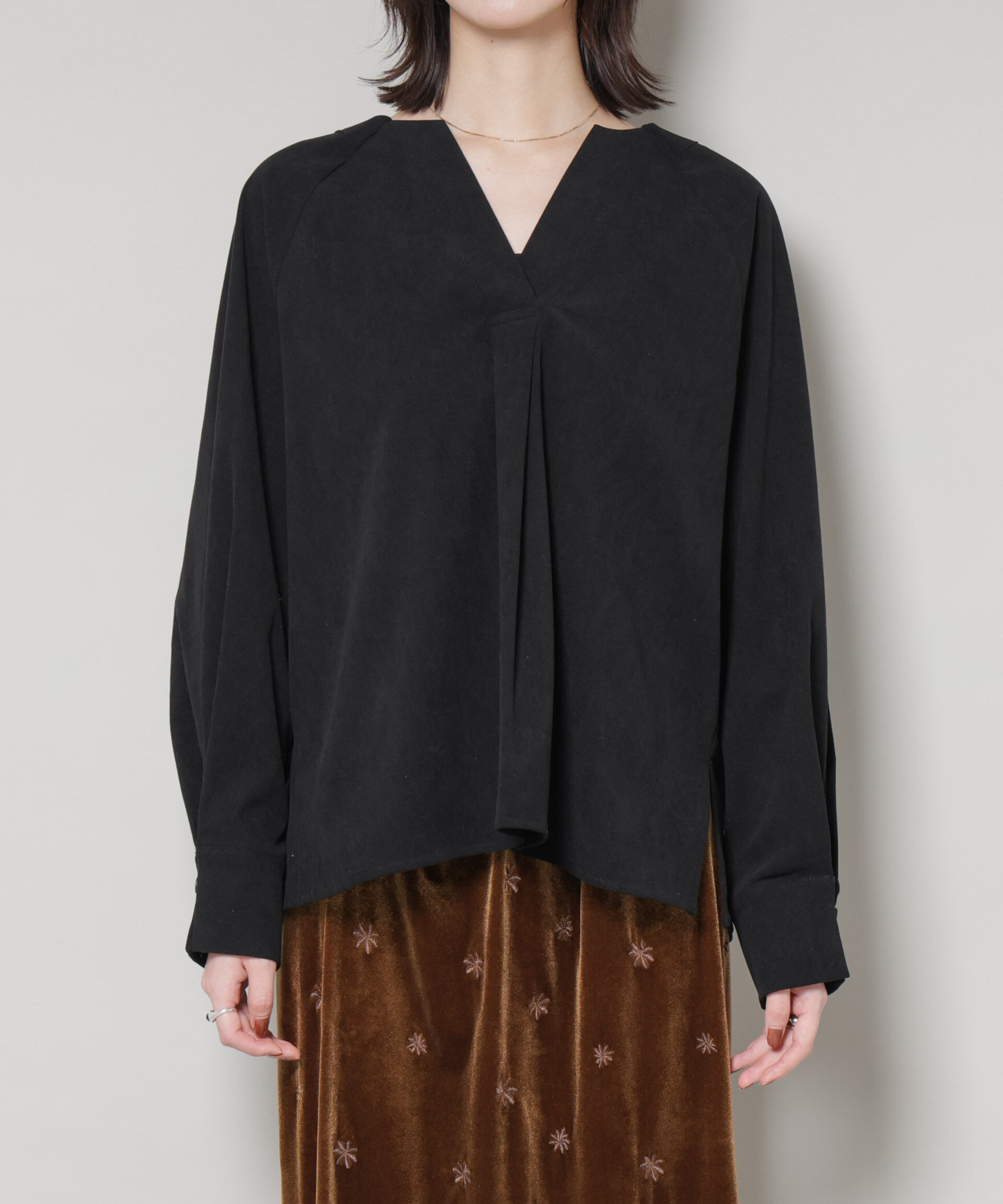 nano･universe「ストレッチ起毛スキッパープルオーバーブラウス(セットアップ可)」|シャツ・ブラウス|