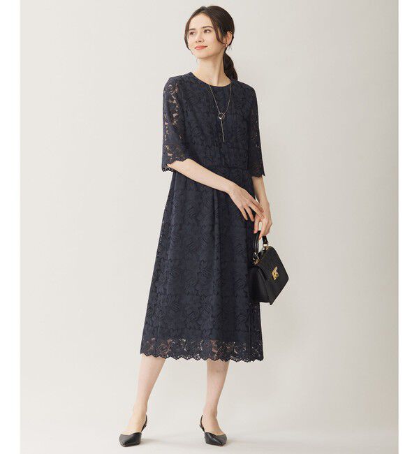 自由区「【洗える】フルールコードレース ワンピース」|ワンピース|ﾀﾞｰｸﾈｲ