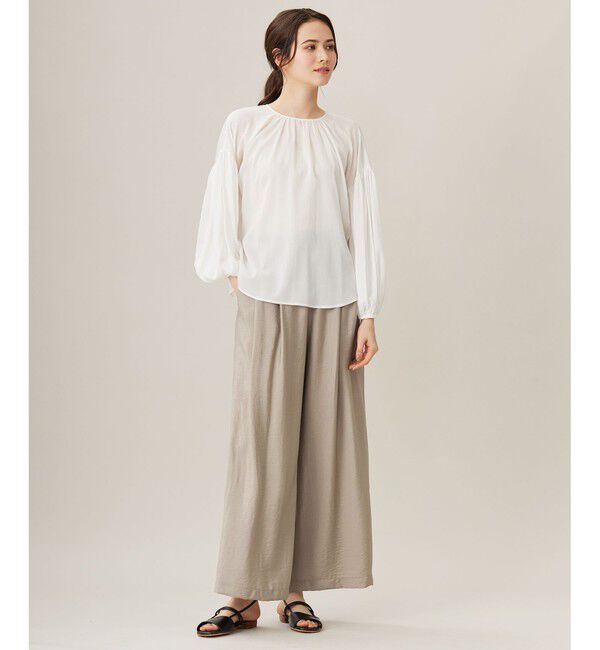 自由区「【洗える】キュプラコットンツイルプルオーバー ブラウス」|シャツ・ブラウス|