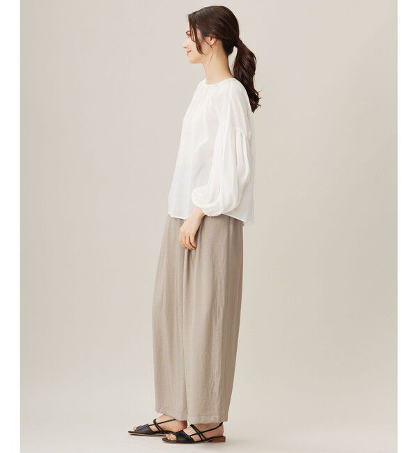 自由区「【洗える】キュプラコットンツイルプルオーバー ブラウス」|シャツ・ブラウス|