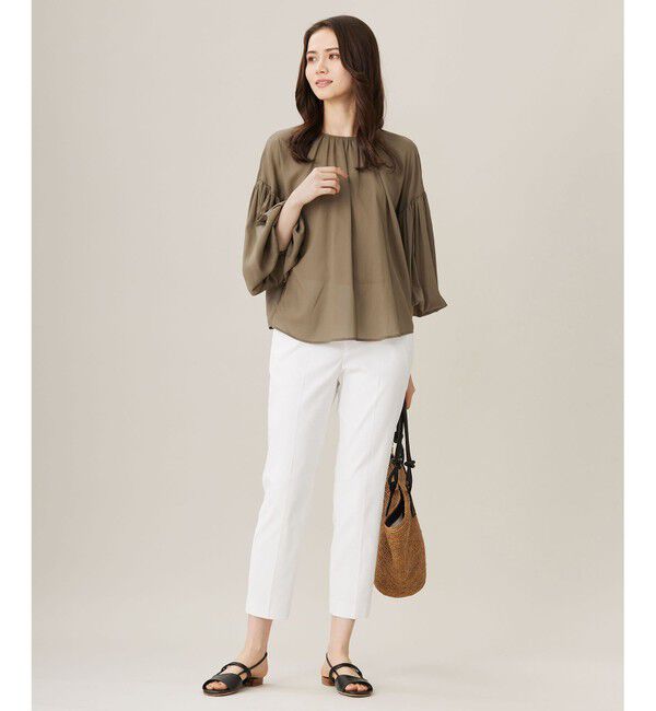 自由区「【洗える】キュプラコットンツイルプルオーバー ブラウス」|シャツ・ブラウス|