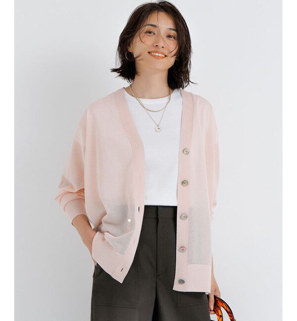 23区「【CanCam10月号掲載/CLASSY.10月号掲載】シャイニーシアー カーディガン」|カーディガン|ピンク系
