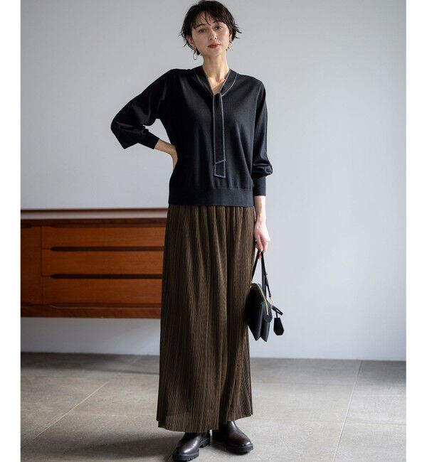 23区「【洗える】ウーステッドウール ボウタイ ニット」|ニット・セーター|