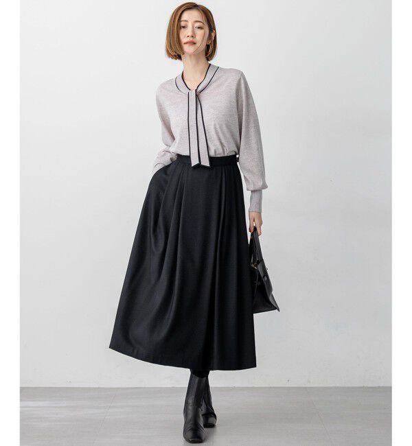 23区「【洗える】ウーステッドウール ボウタイ ニット」|ニット・セーター|