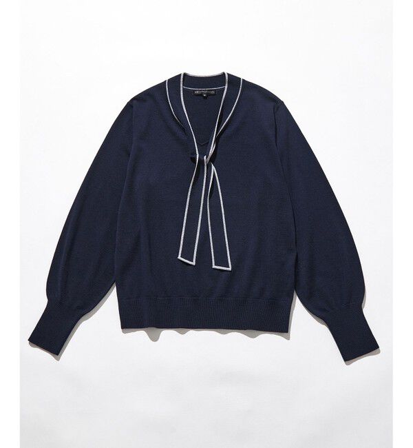 23区「【洗える】ウーステッドウール ボウタイ ニット」|ニット・セーター|