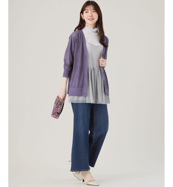 ANY SIS「【洗える】シアーVネック カーディガン」|カーディガン|