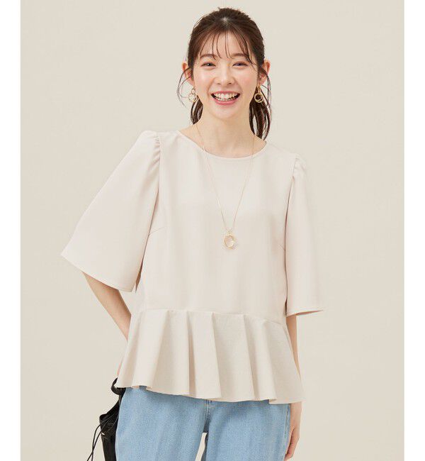 ANY SIS「【撥水・接触冷感・UVカット】コンフォートイージーペプラム  ブラウス」|シャツ・ブラウス|アイボリー