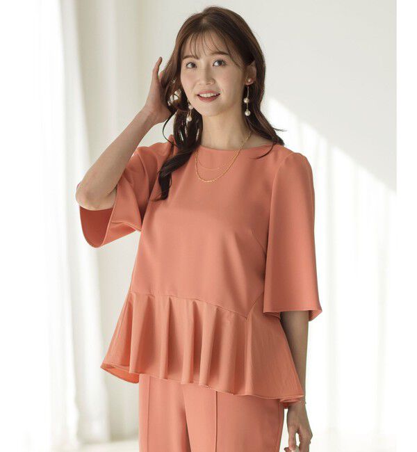 ANY SIS「【撥水・接触冷感・UVカット】コンフォートイージーペプラム  ブラウス」|シャツ・ブラウス|オレンジ