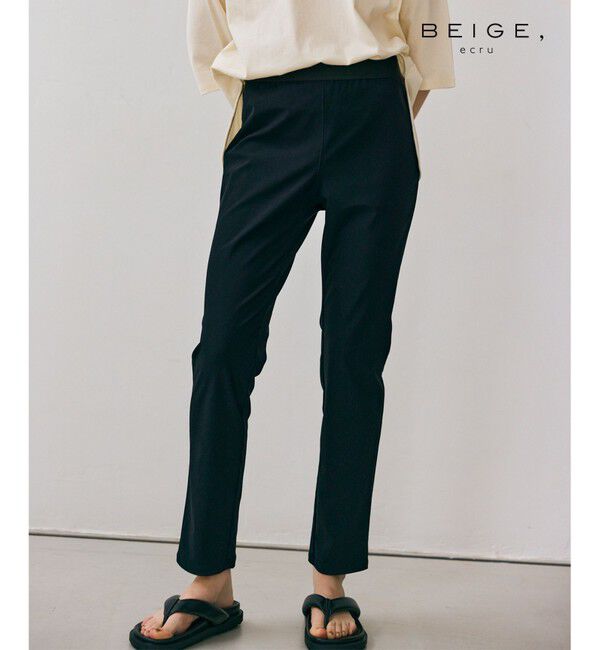 BEIGE,「【BEIGE,ecru/WEB限定・洗える】RIB BOTTOMS / ウエストゴムストレッチリブパンツ」|その他|Black