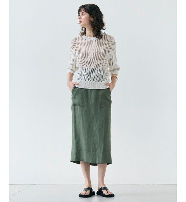 BEIGE,「【洗える】ALOE / コットンメッシュ半袖クルーネックニット」|ニット・セーター|