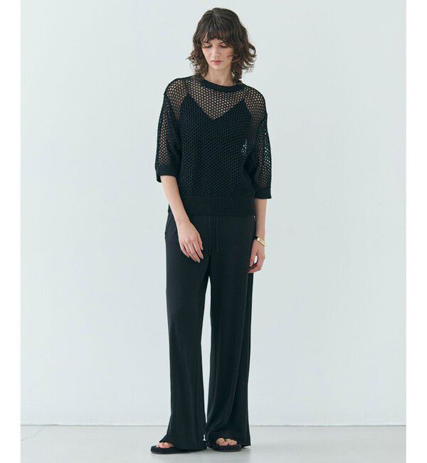 BEIGE,「【洗える】ALOE / コットンメッシュ半袖クルーネックニット」|ニット・セーター|