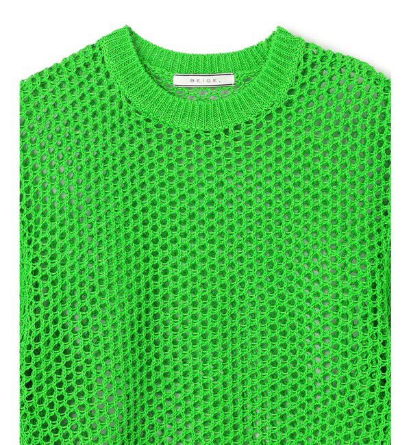 BEIGE,「【洗える】ALOE / コットンメッシュ半袖クルーネックニット」|ニット・セーター|