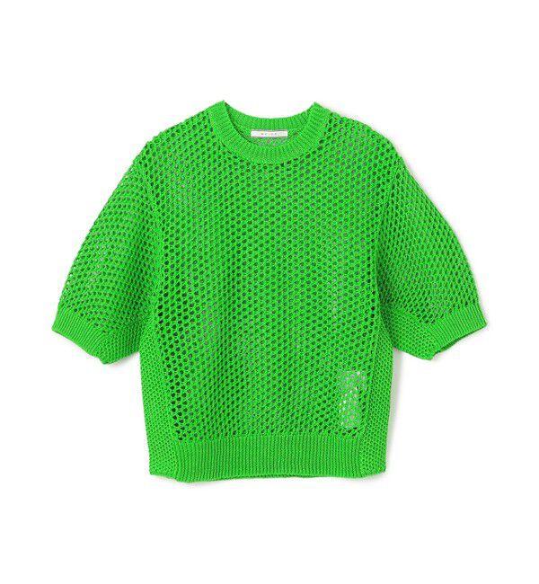 BEIGE,「【洗える】ALOE / コットンメッシュ半袖クルーネックニット」|ニット・セーター|