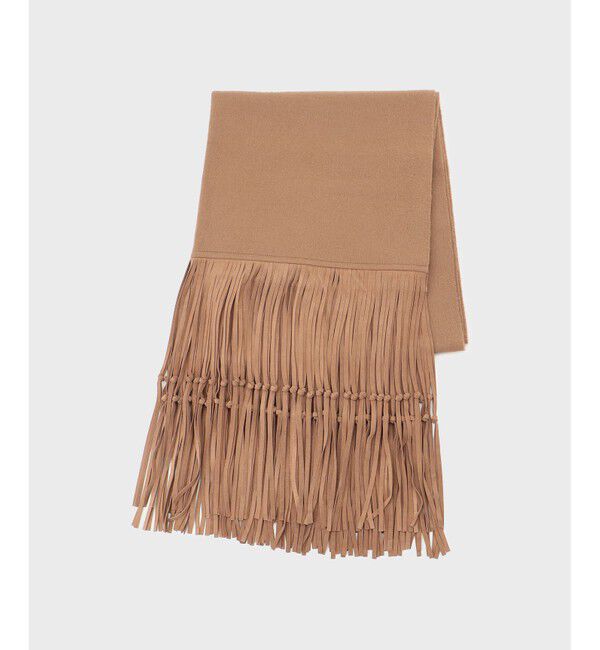 GRACE CONTINENTAL「フリンジストール」|ストール|キャメル