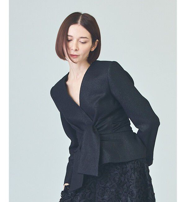 Grace Class「ラメWOOLボウジャケット」|ノーカラージャケット|