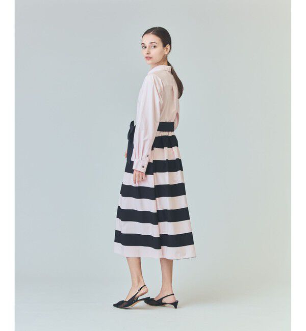  「ボーダーコンビシャツワンピース」|ワンピース|