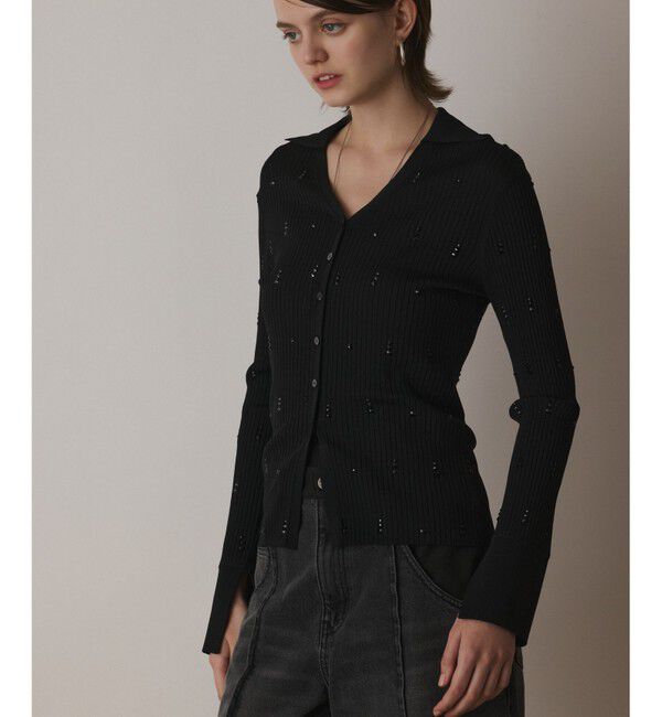 Diagram「ビジューリブニットトップ」|ニット・セーター|ブラック