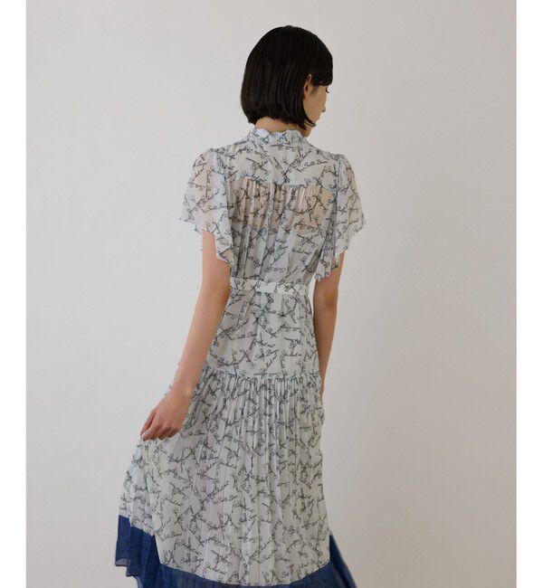 GRACE CONTINENTAL「ボウタイプリーツプリントワンピース」|ワンピース|