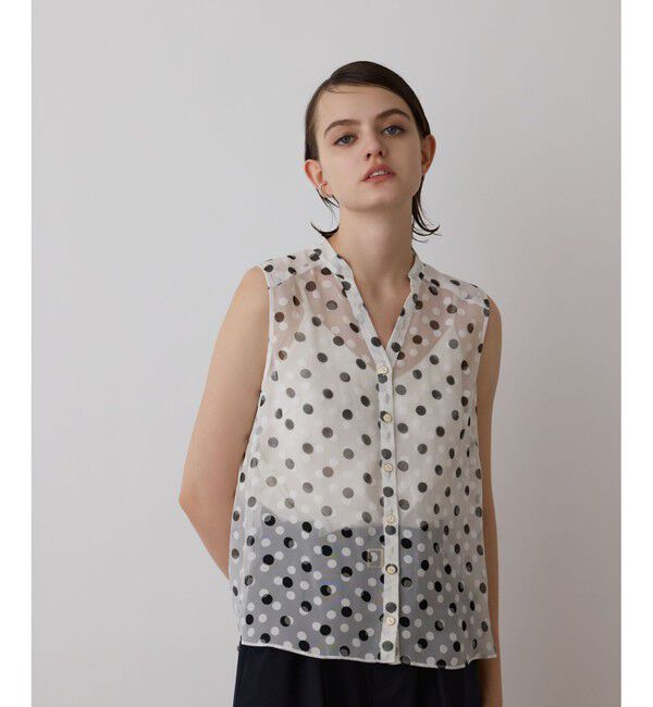 GRACE CONTINENTAL「ドットオパールボウタイノースリーブ」|シャツ・ブラウス|