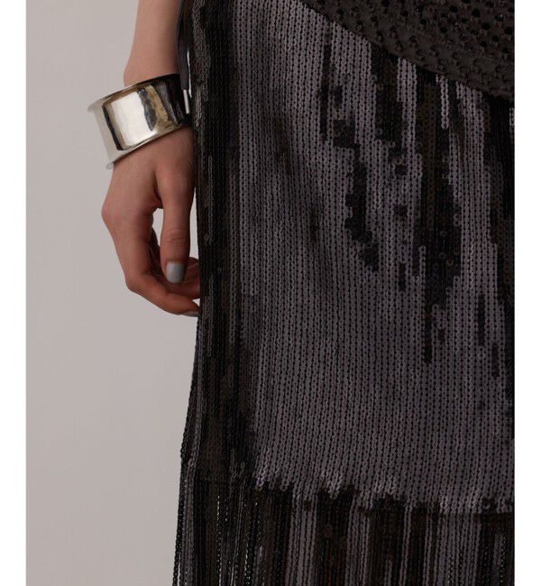 GRACE CONTINENTAL「スパンコールフリンジスカート」|スカート|