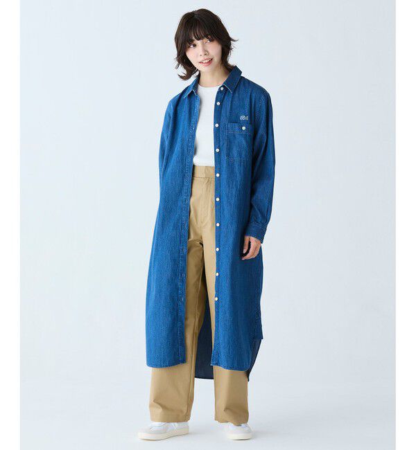 LACOSTE「ウエストベルト デニムシャツドレス ワンピース」|ワンピース|
