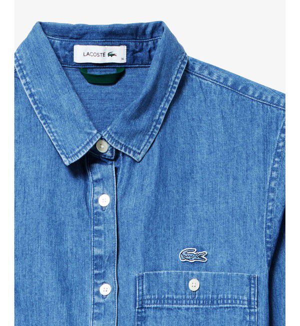 LACOSTE「ウエストベルト デニムシャツドレス ワンピース」|ワンピース|