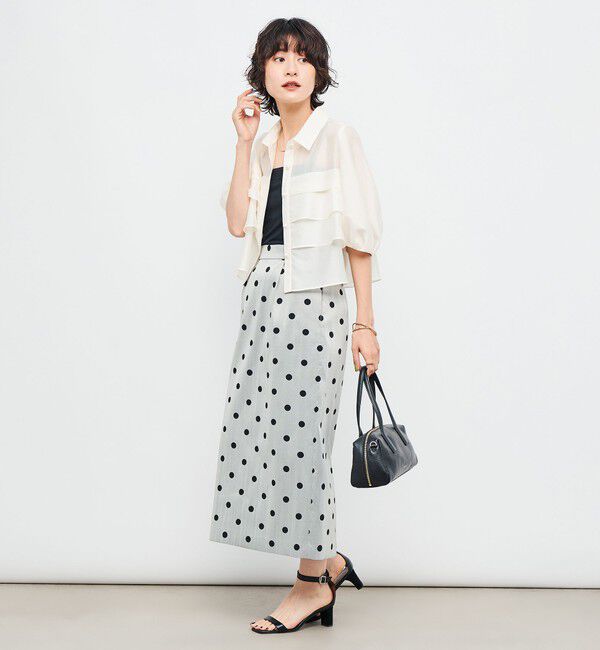 NOLLEY'S「シアーシルキーパール釦フリルブラウス」|シャツ・ブラウス|