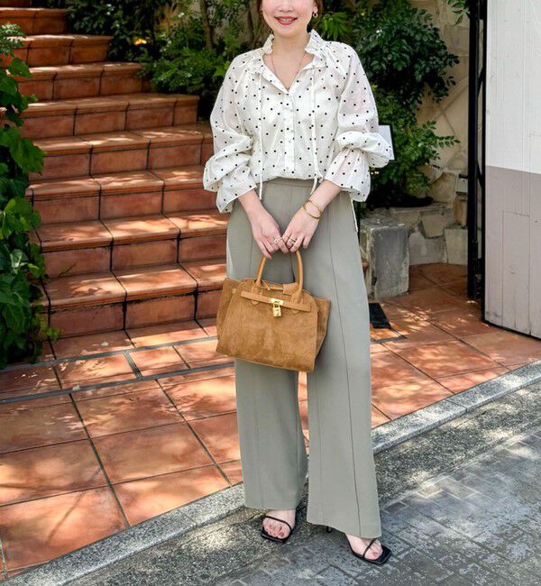 NOLLEY'S sophi「ドットフロッキーフリルネックブラウス」|シャツ・ブラウス|