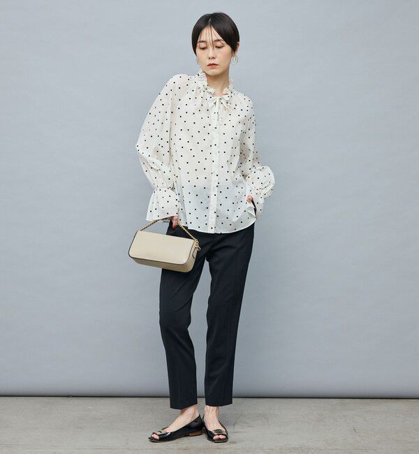 NOLLEY'S sophi「ドットフロッキーフリルネックブラウス」|シャツ・ブラウス|