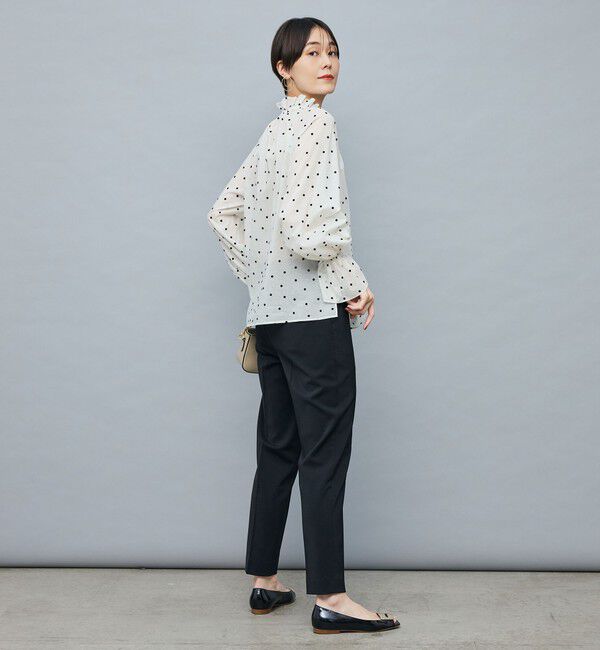 NOLLEY'S sophi「ドットフロッキーフリルネックブラウス」|シャツ・ブラウス|
