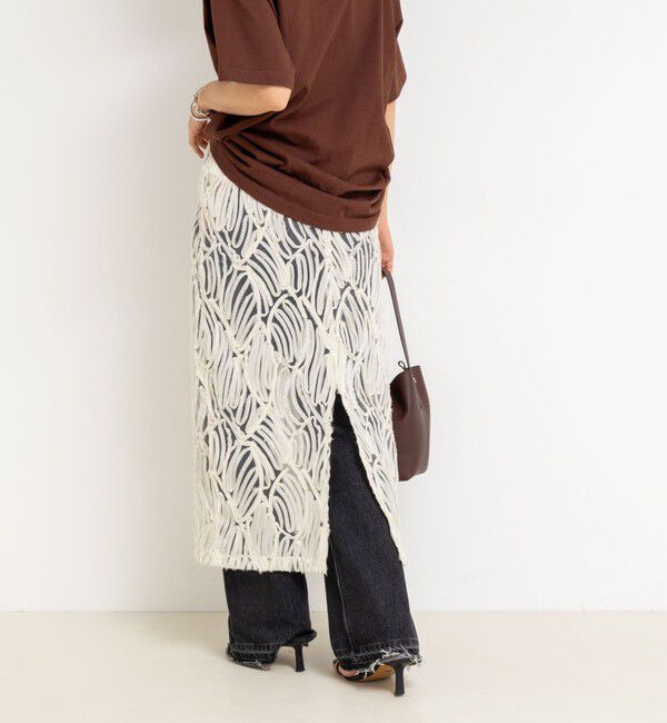 Rie Miller「《セットアップ対応》チュール刺繍タイトスカート」|タイト|