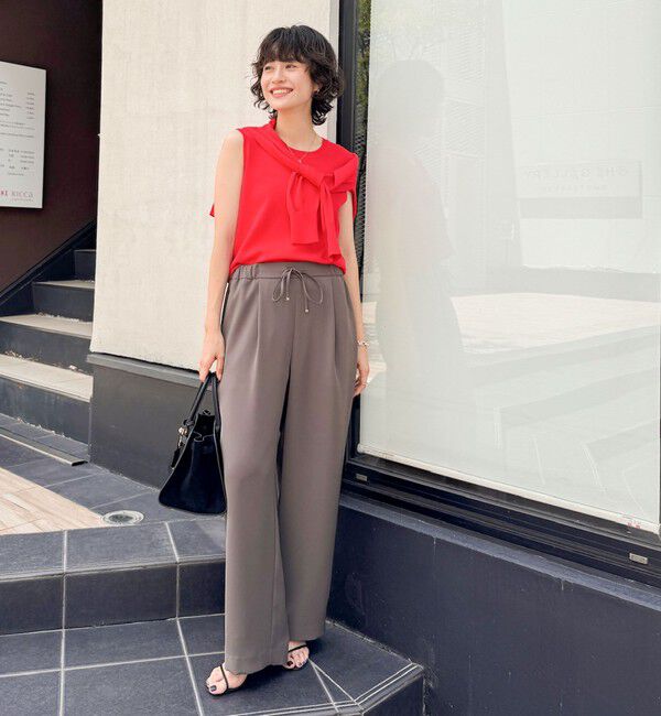 NOLLEY'S sophi「《セットアップ対応》ウォッシャブルダブルクロスサテンイージーワイドパンツ」|その他|