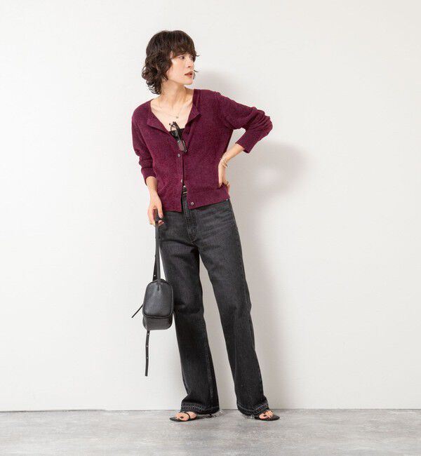 Rie Miller「《手洗い可能》《アンサンブル対応》モールヤーンクルーネックカーディガン」|カーディガン|