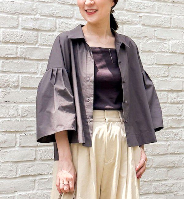 NOLLEY'S「《セットアップ対応》袖フレアボリュームシャツ」|シャツ・ブラウス|チャコールグレー