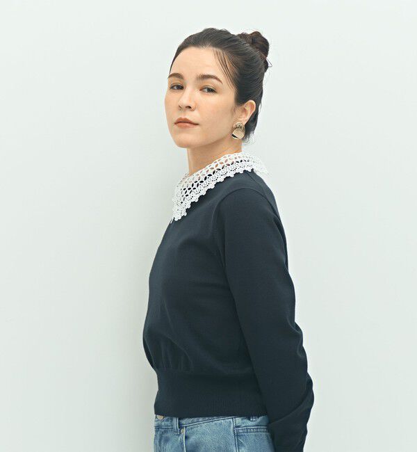 NOLLEY'S「《手洗い可能》襟レース2WAYプルオーバーニット」|ニット・セーター|
