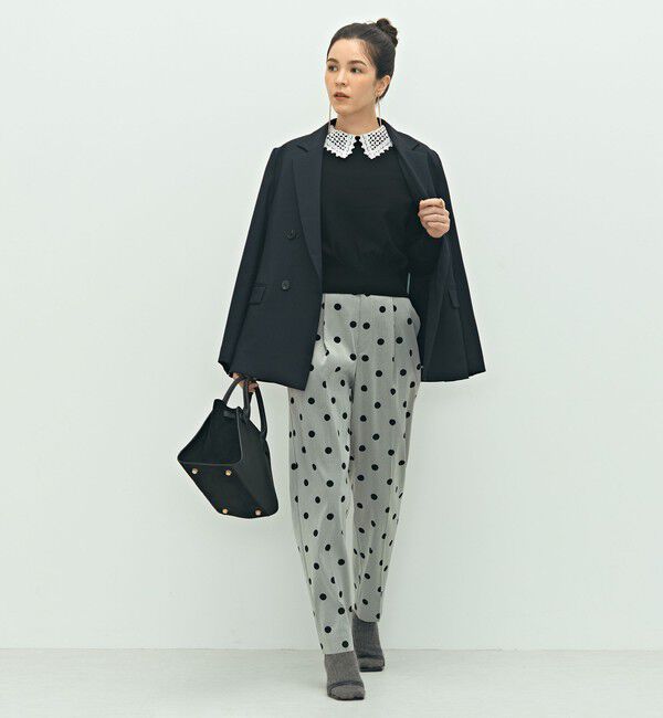 NOLLEY'S「ウォッシャブルストレッチドットジャガードテーパードパンツ」|その他|