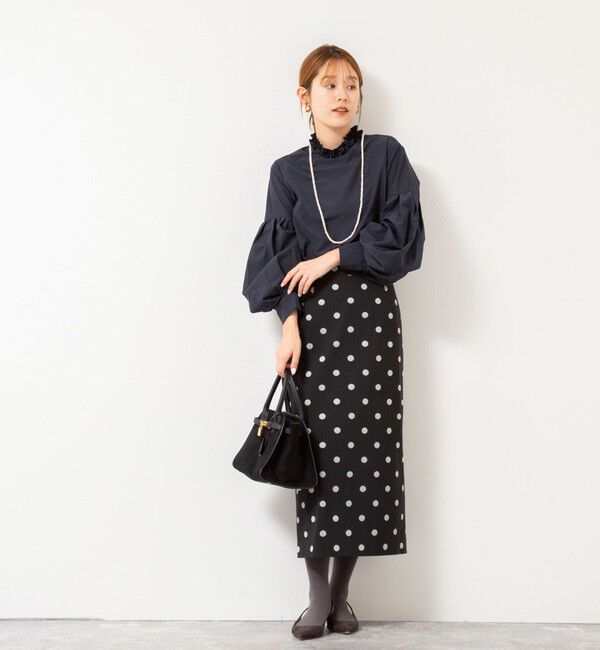 NOLLEY'S「ウォッシャブルストレッチドットジャガードタイトスカート」|タイト|