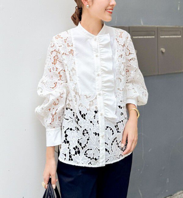 NOLLEY'S「刺繍ビブヨーク4WAYフリルブラウス」|シャツ・ブラウス|